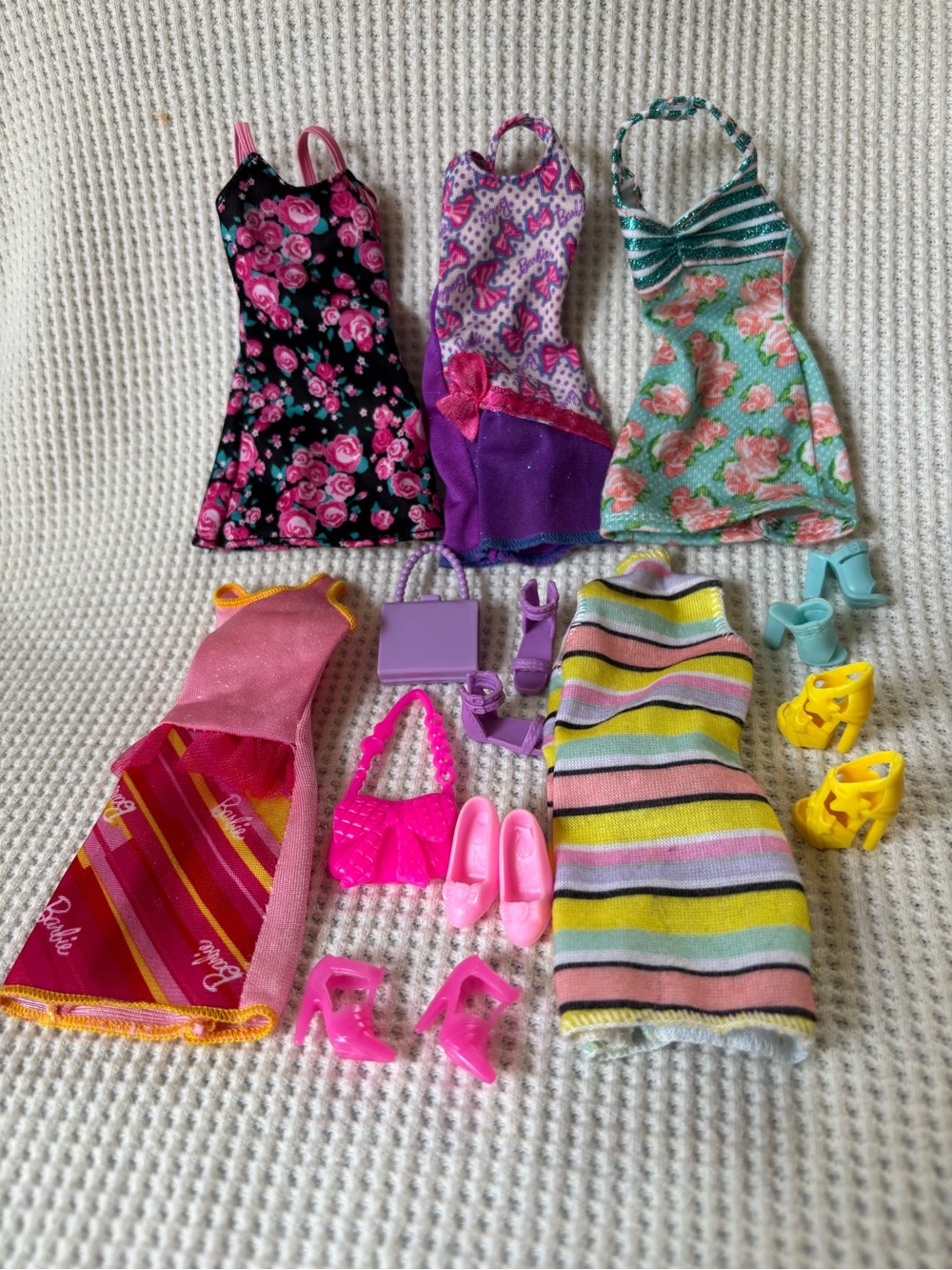 Barbie doll clothes Summer sleeveless dress lot Shoes Purse Fashion accessory